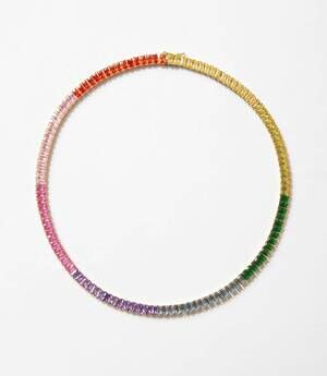 NEW NATIVE GEM women's prismatic tennis necklace in multi